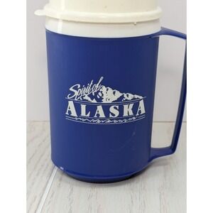 Aladdin vintage insulated Spirit of Alaska Blue White travel mug w/ lid 12oz